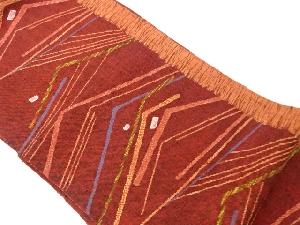 リサイクル　手織り真綿紬幾何学模様織出し名古屋帯